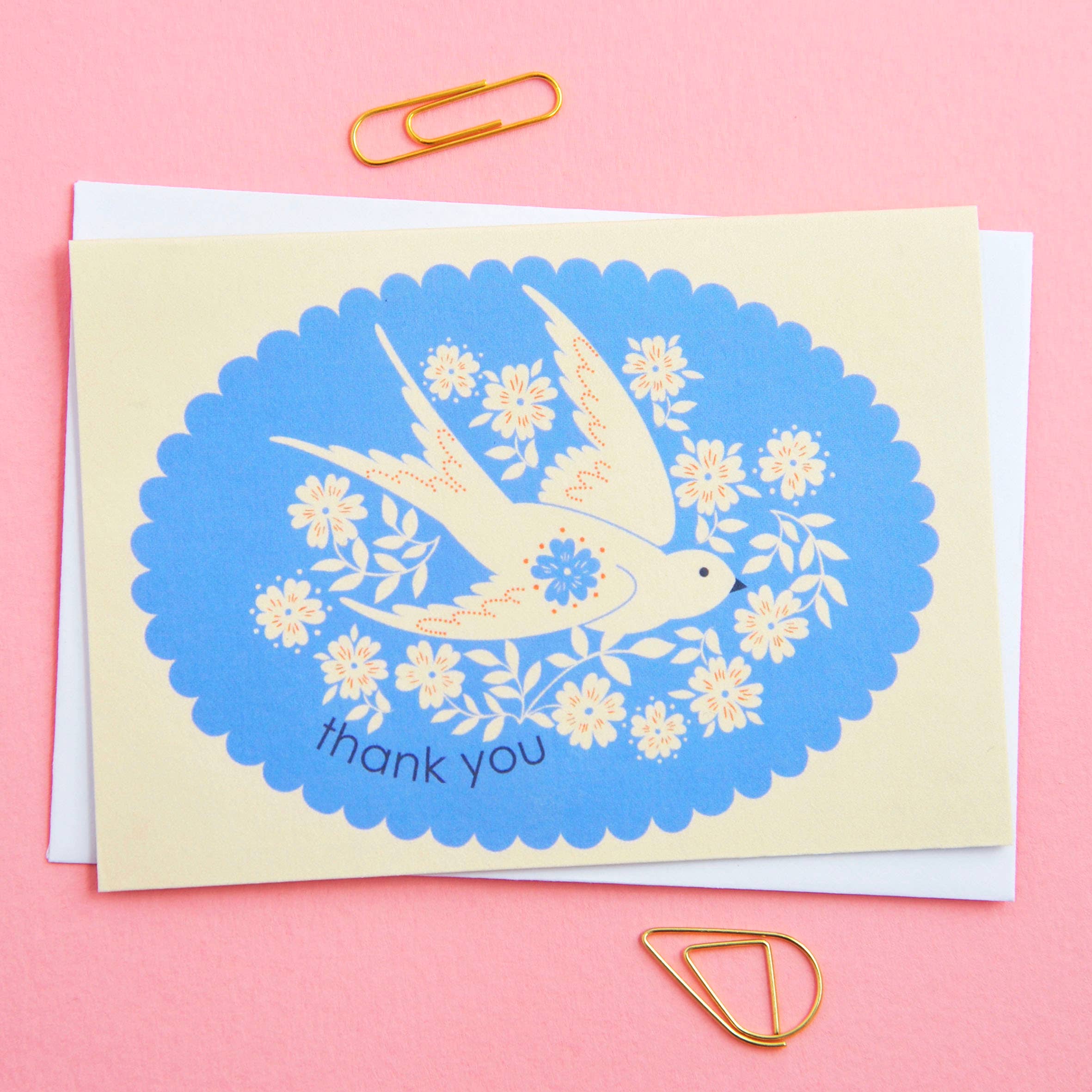 Birds & Borders Thank You Card Notecard set