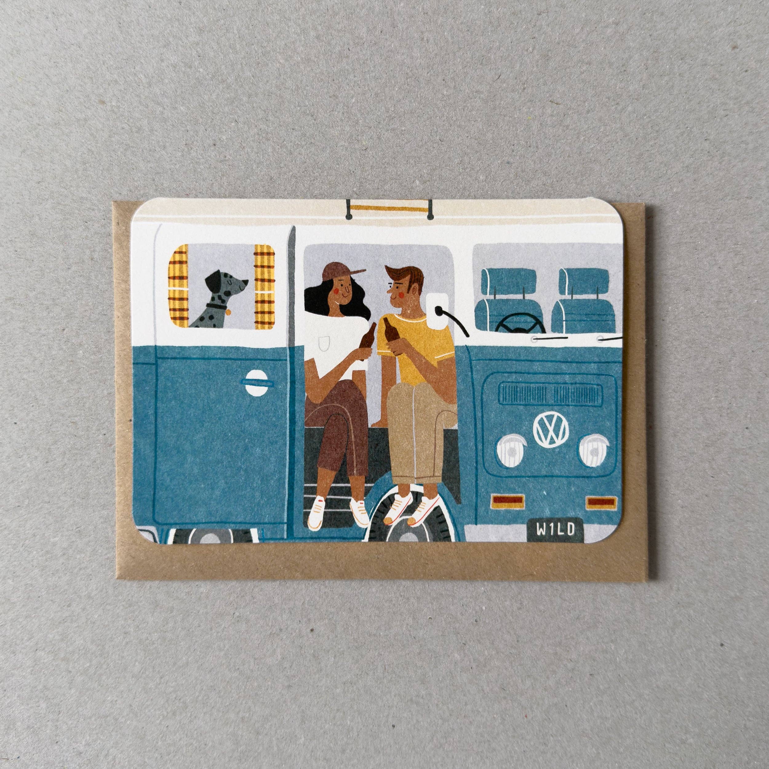 Campervan No.3 Greetings Card (Blue)