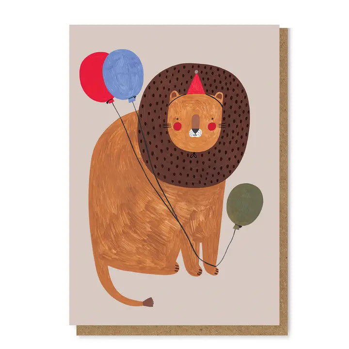 Balloon Lion Birthday Card