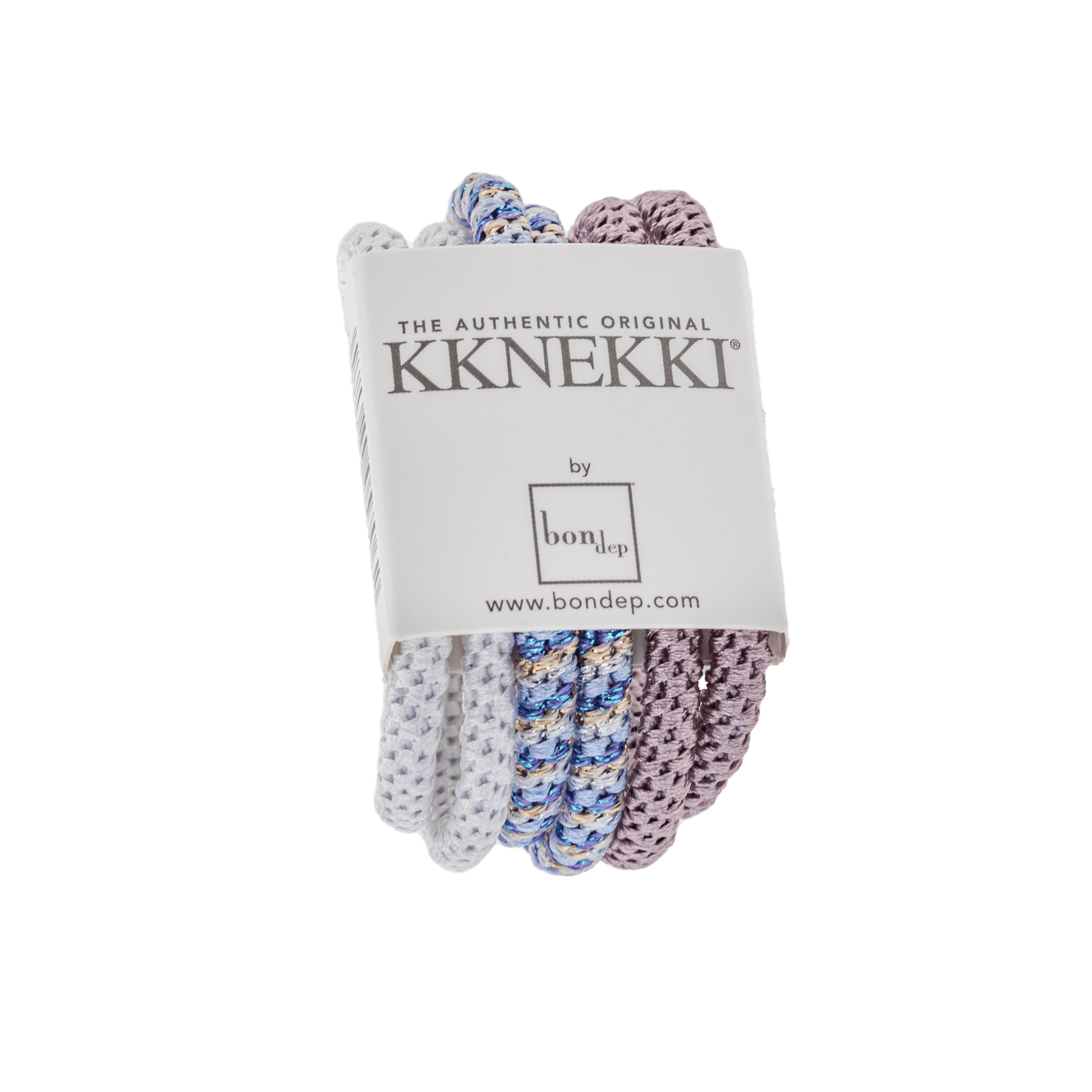 Set Of 6 Purple & White Slim Kknekki Hair Ties