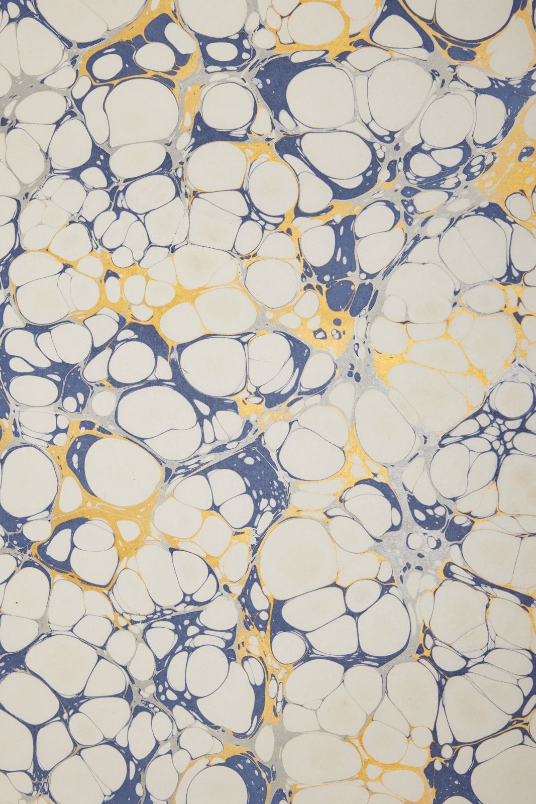 Blue-Stone & Gold Bubbles Handmade Marbled Paper