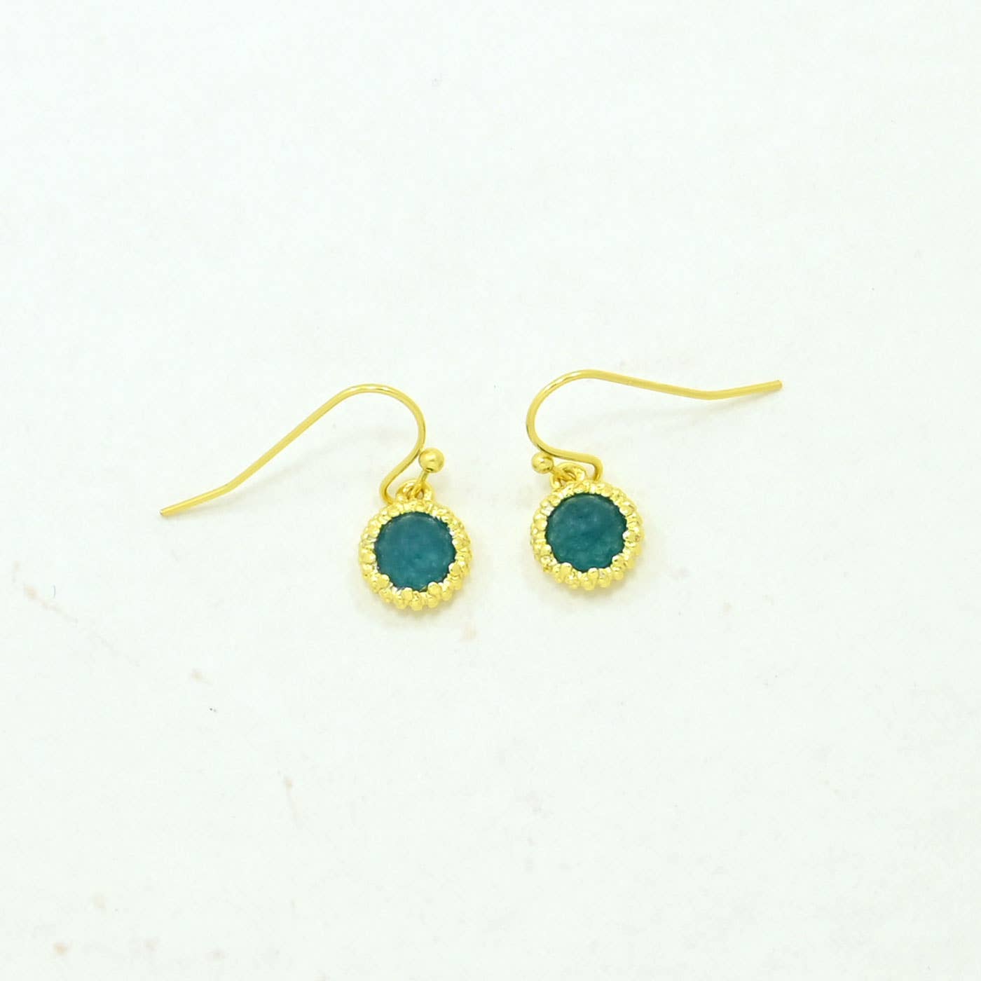 Dove Earring Gold Plated - Neon Blue Jade