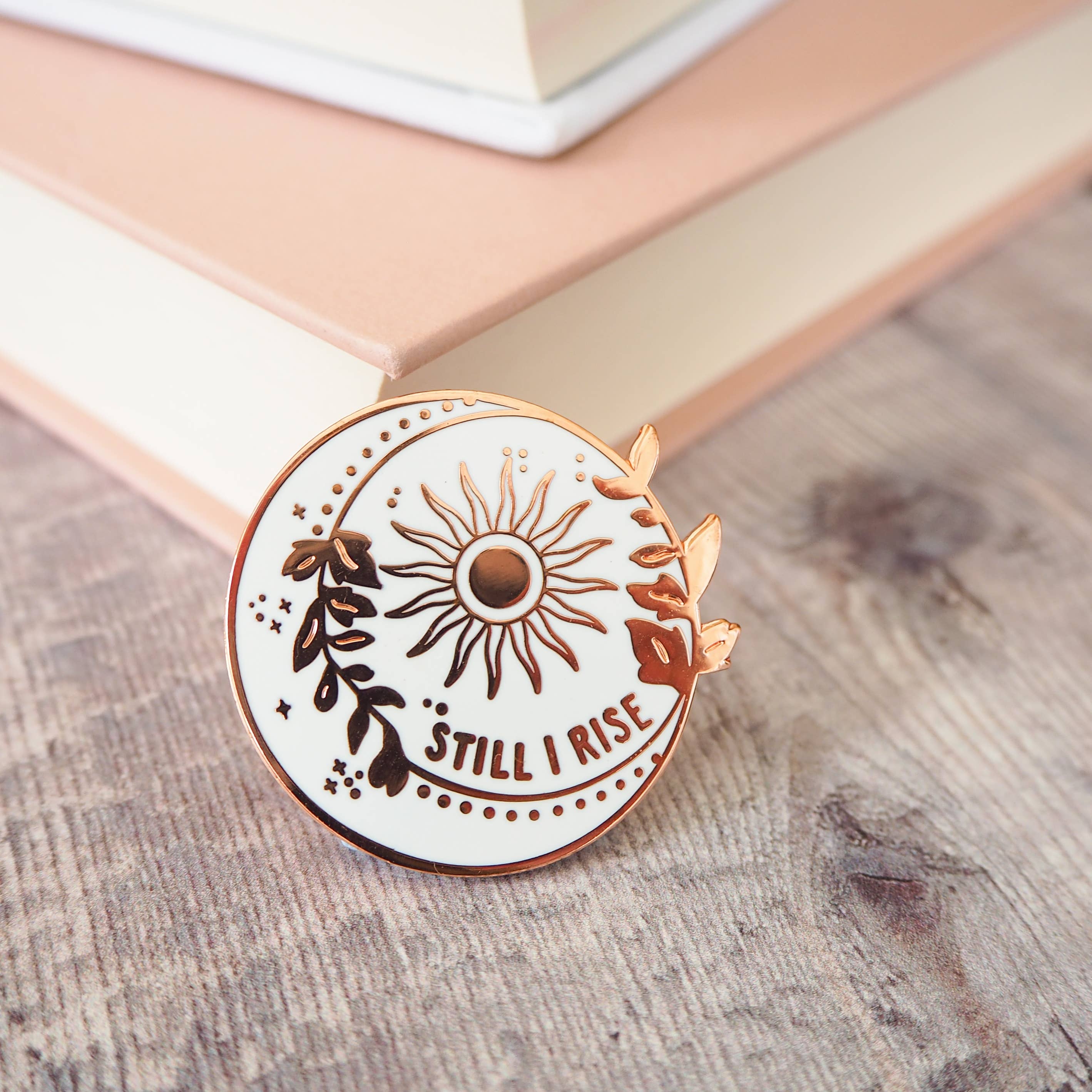 Dr Maya Angelou Still I Rise Sun - Gold Enamel Pin Badge