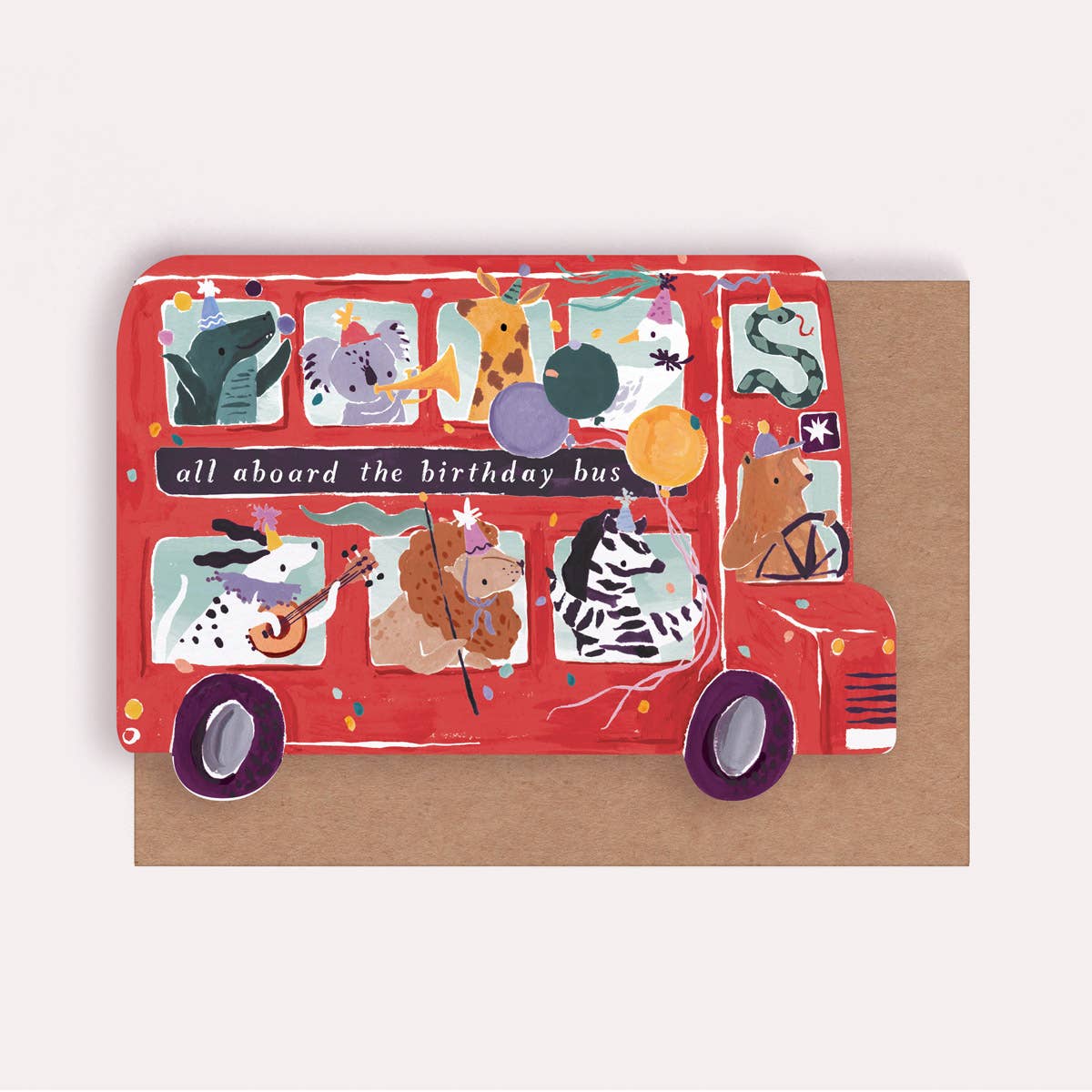 Party Bus Die-Cut Birthday Card