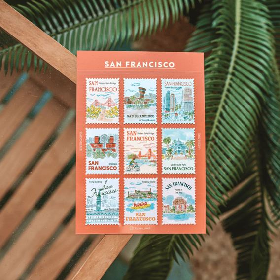 Postage Stamp Stickers - San Francisco