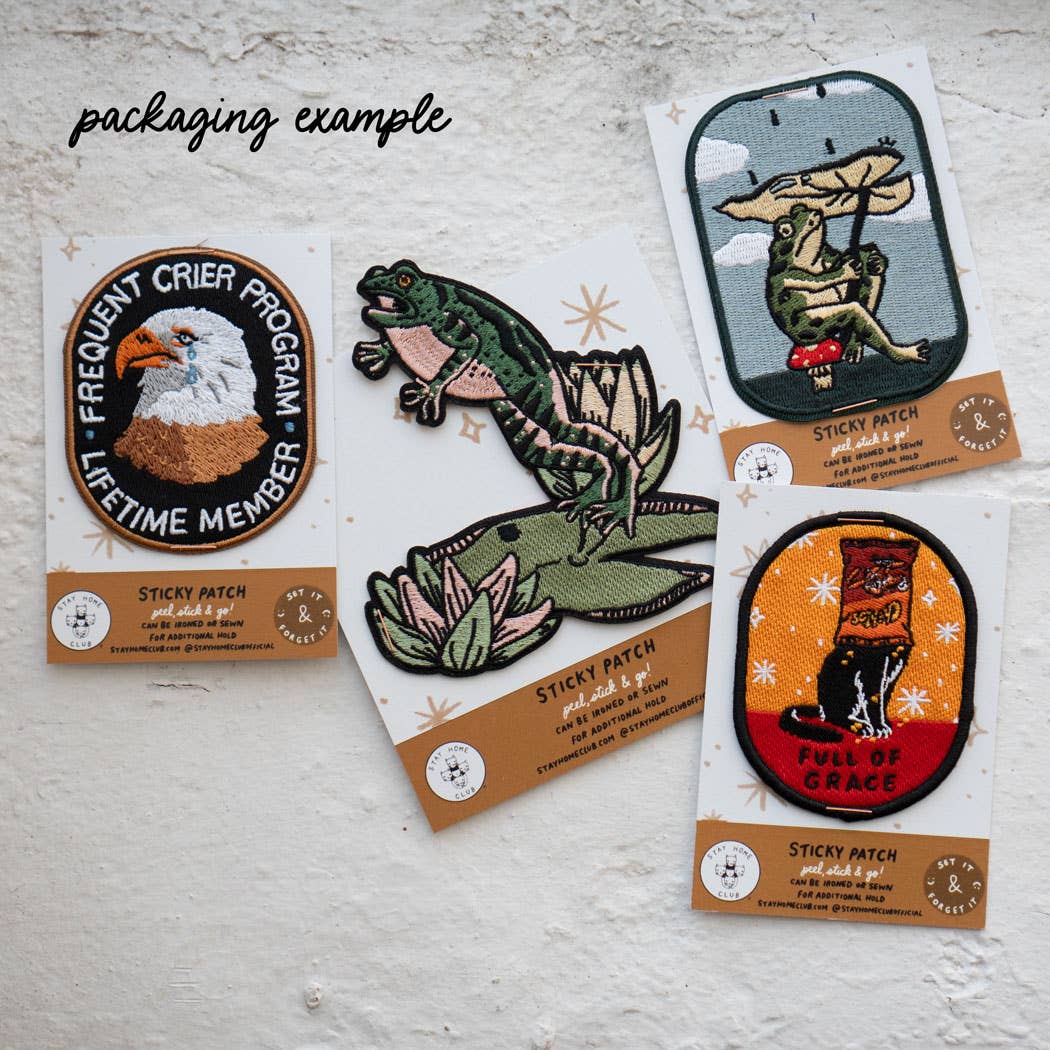Full of Grace Cat Sticky Patch - Embroidered Sticker Patch