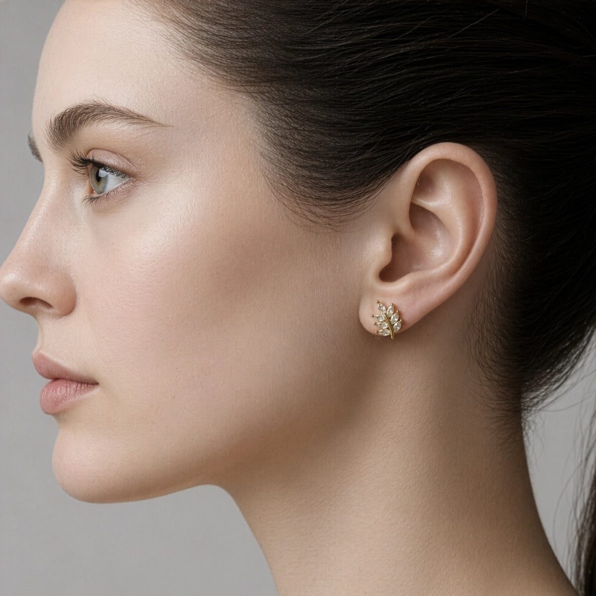 Crystal Vintage Leaf Stud Earrings