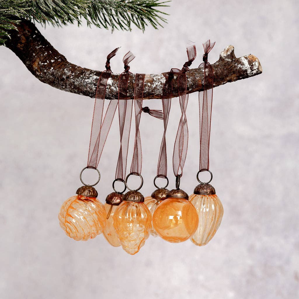 Set Of 6 Small Mixed 1" Champagne Luster Baubles