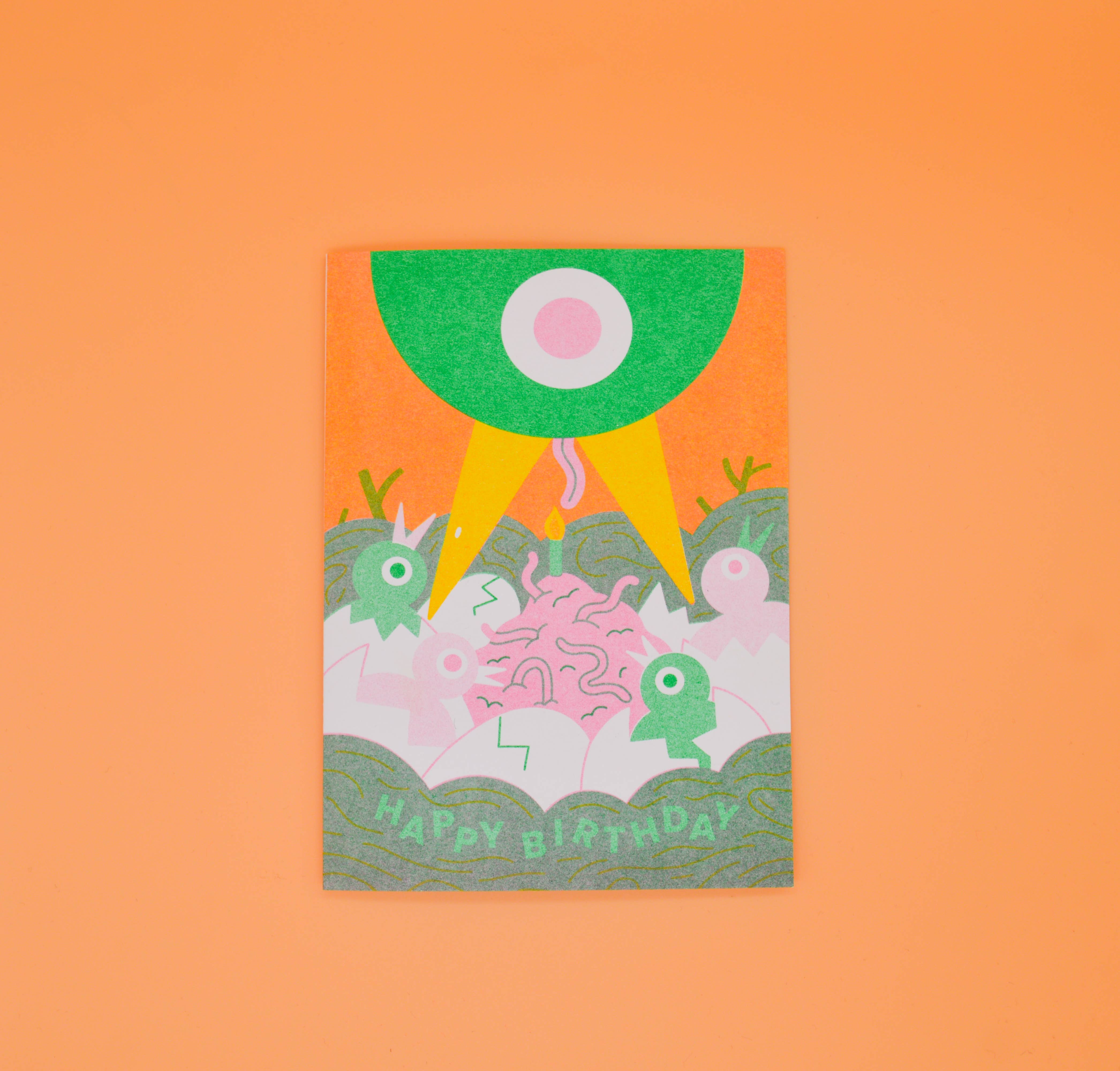 Worm Birthday Cake Card