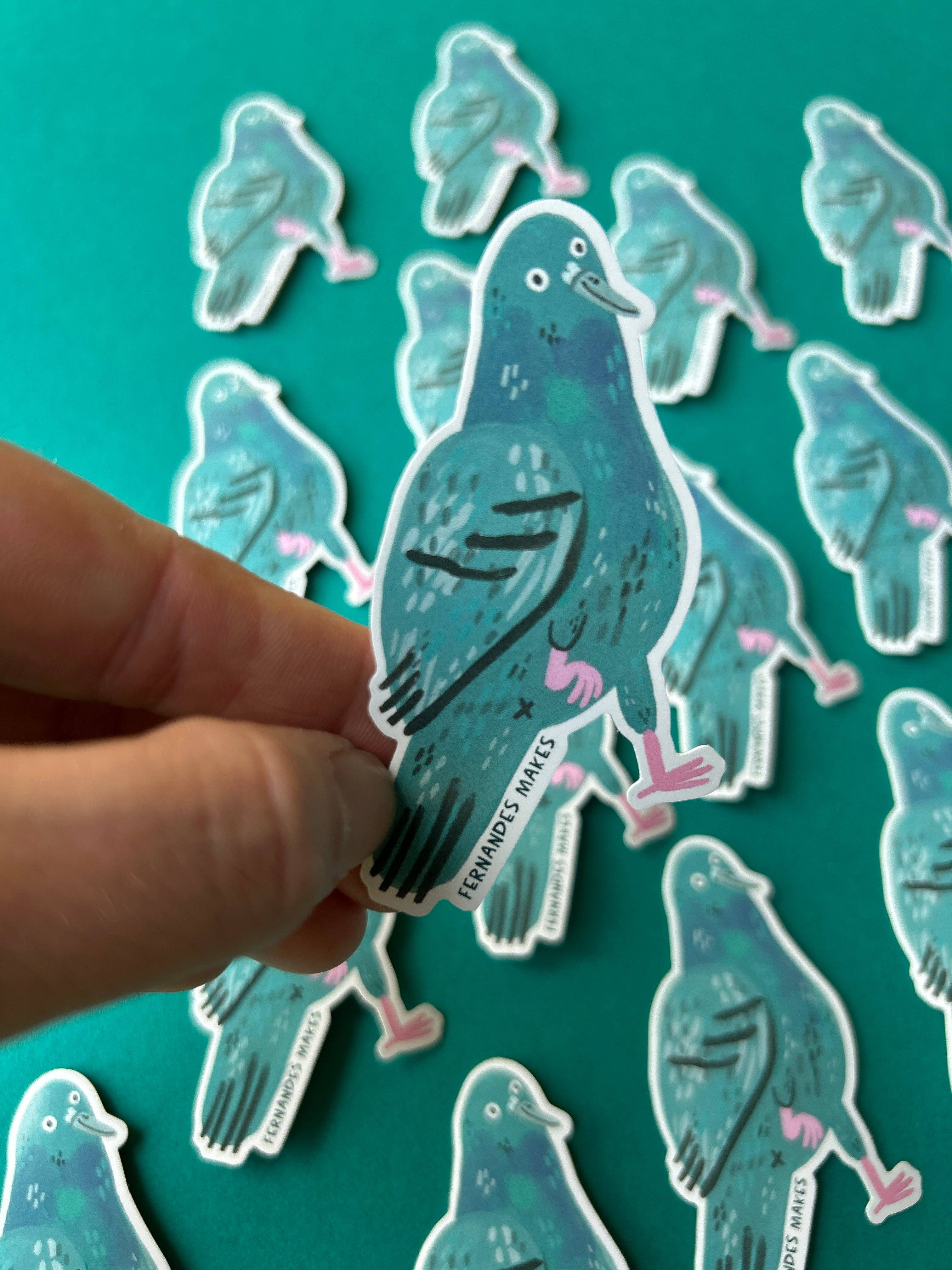 Glitter Tobias Pigeon Vinyl Sticker