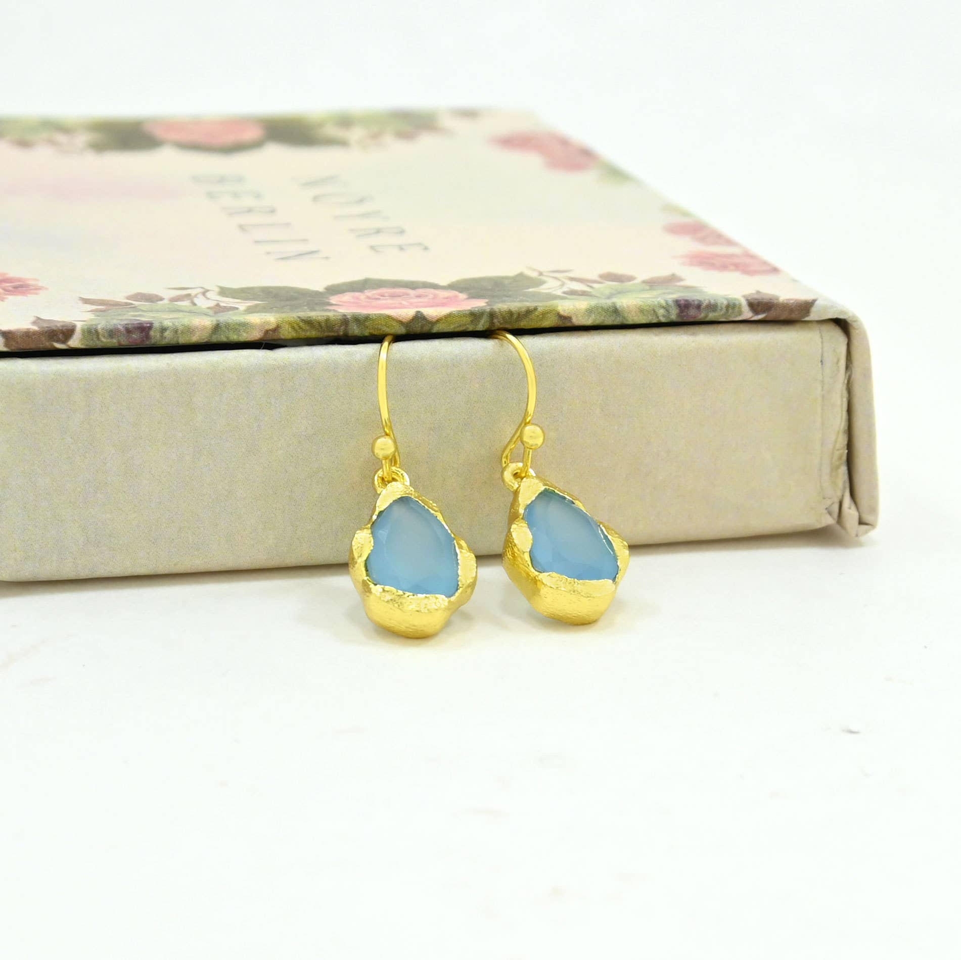 Kailany Earring Gold Plated - Blue Chalcedony