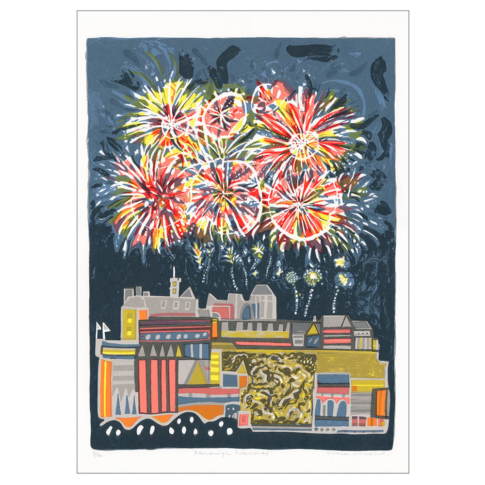 Edinburgh Castle Fireworks Screen Print