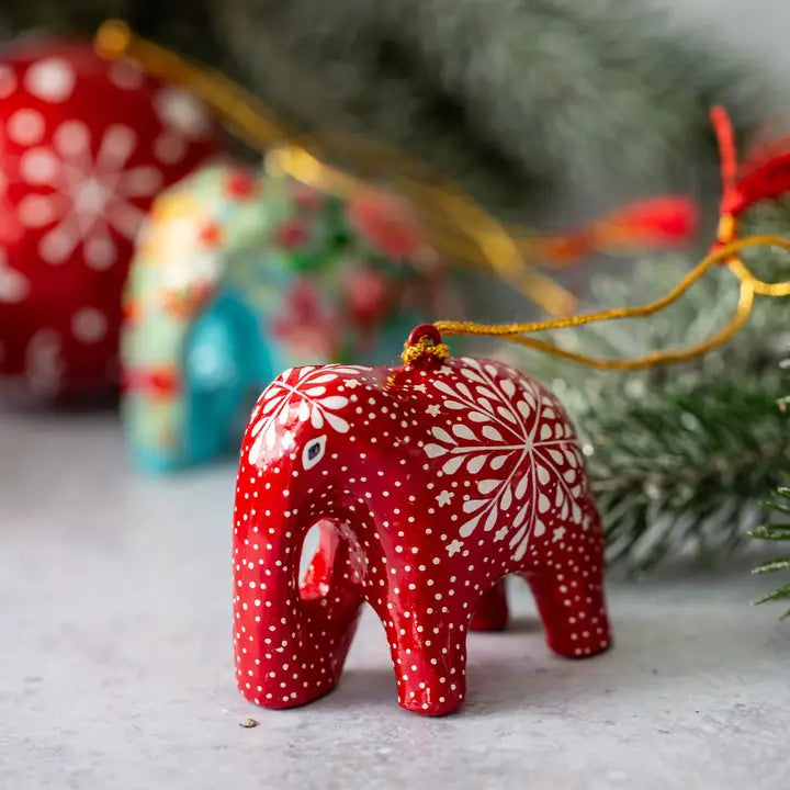 Indian Red Snowflake Elephant Hanging Decoration