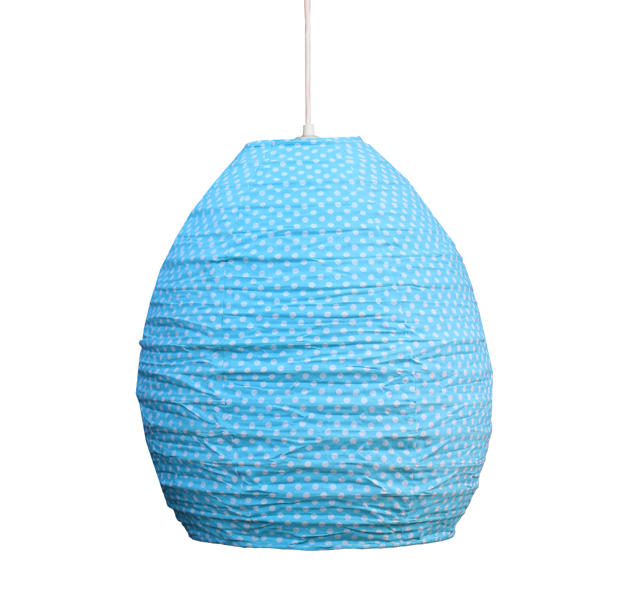 Egg 35cm Blue & Cream Mini Dot Cotton Pendant Lampshade