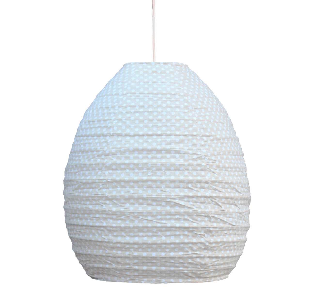 Egg 35cm Linen & Cream Mini Dot Cotton Pendant Lampshade