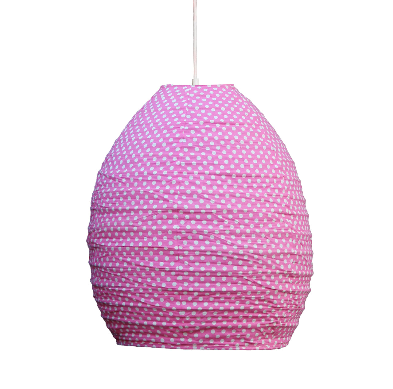 Egg 35cm Pink & Cream Mini Dot Cotton Pendant Lampshade