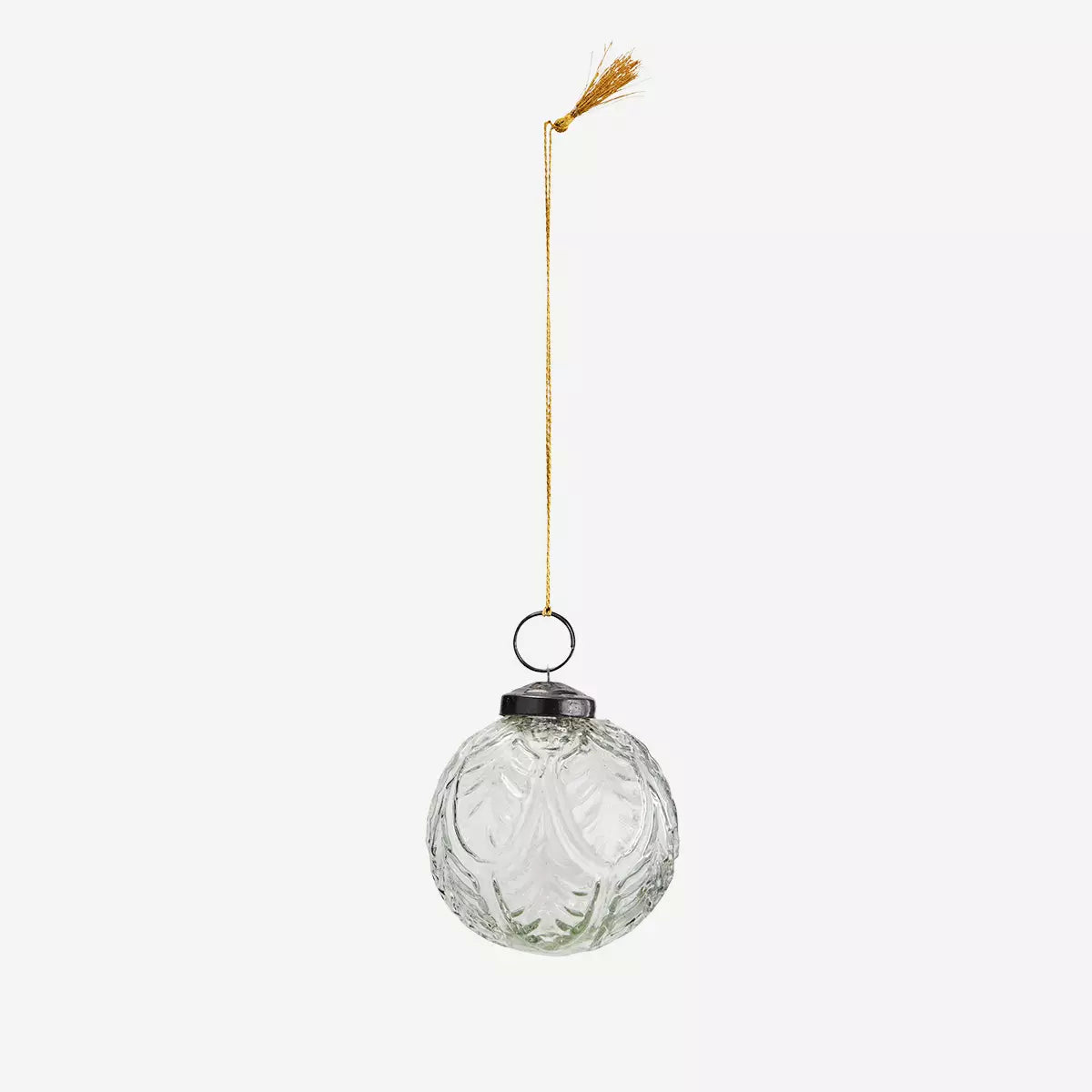 Leaf Motif Clear Glass Bauble