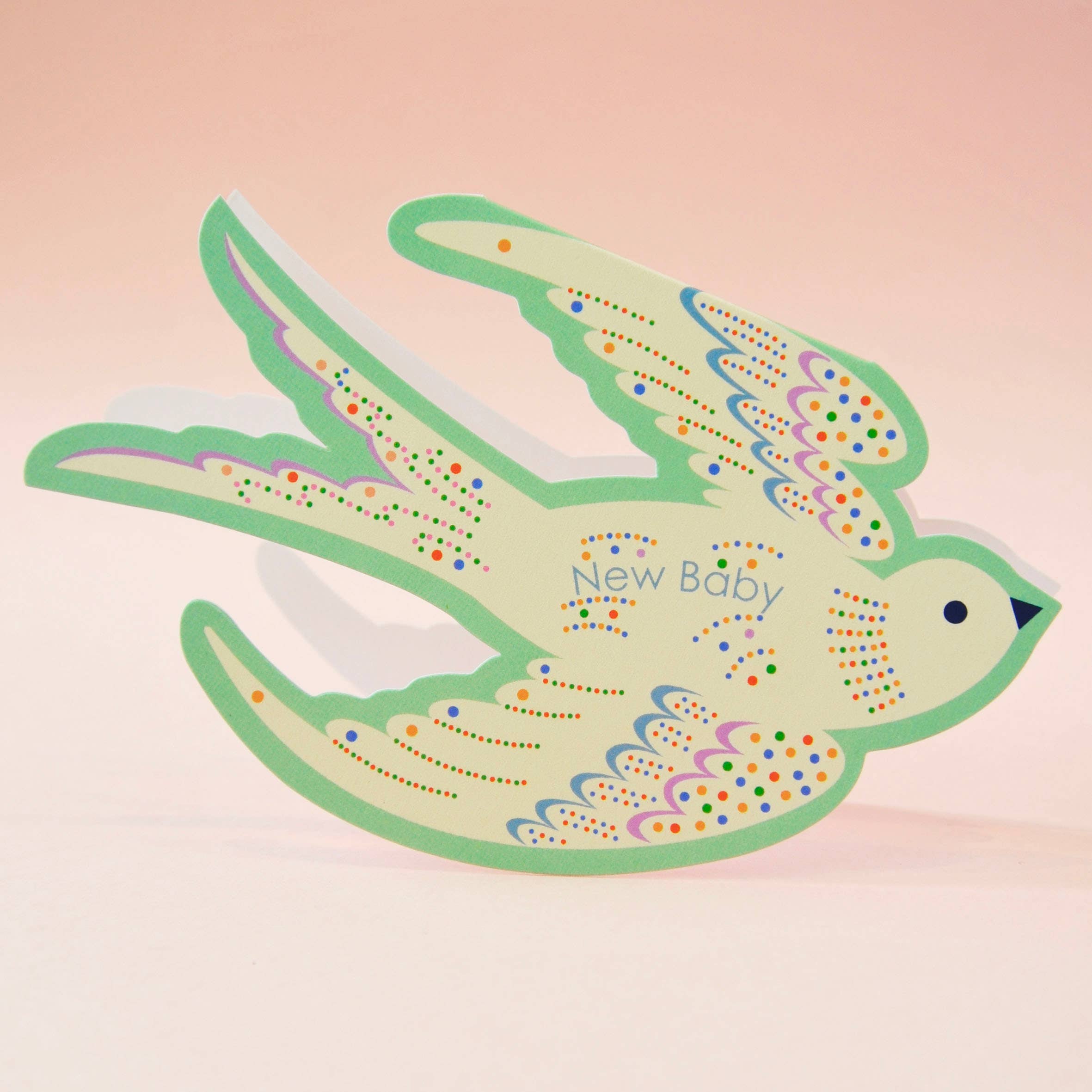 Whimsical Rocking Bird New Baby - Die Cut Card