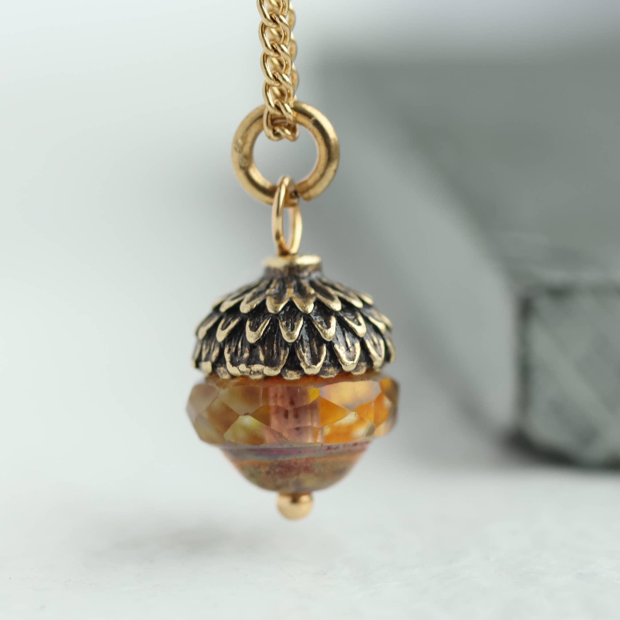 Amber Acorn Necklace