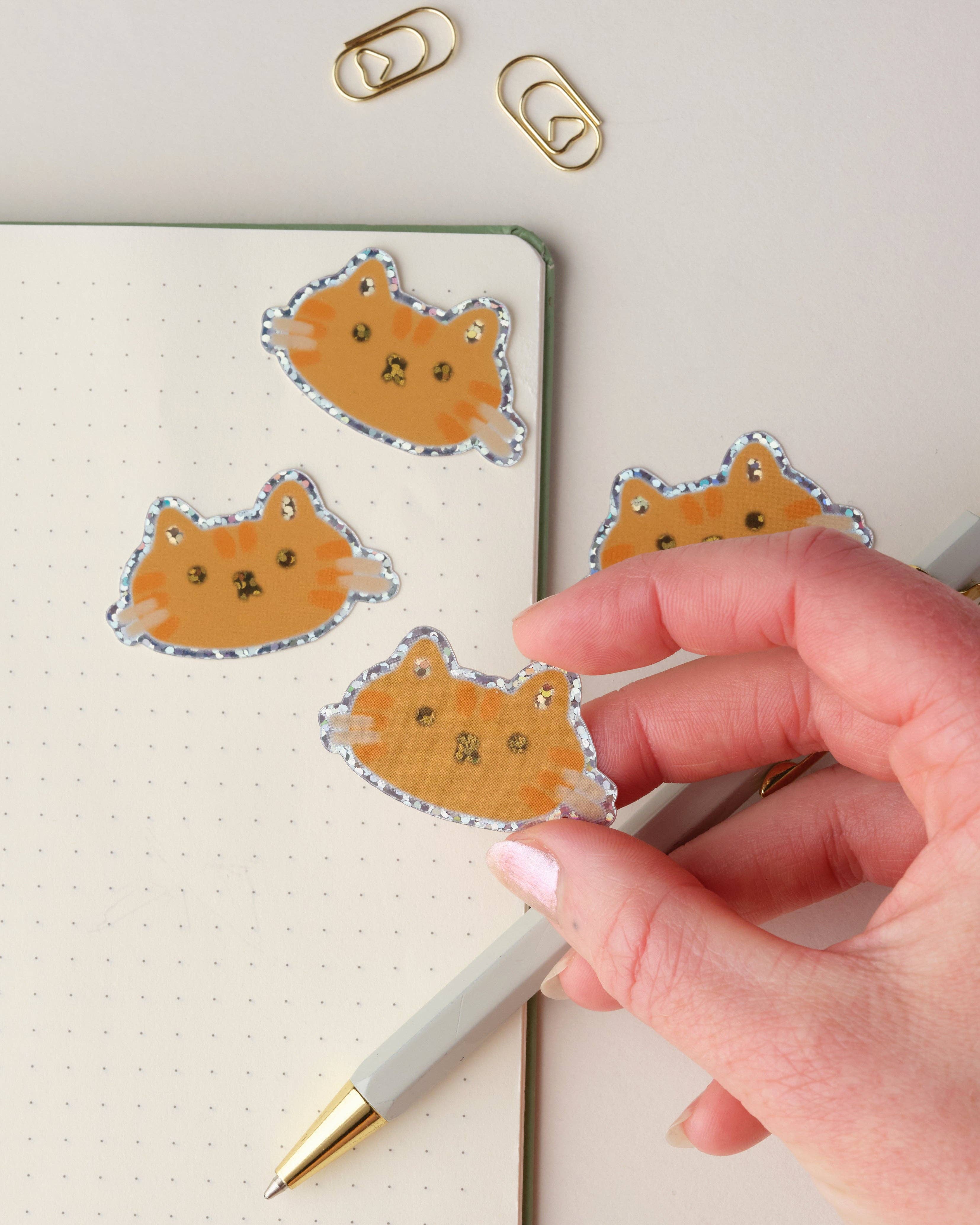 Ginger Cat Holographic Sticker: With Backing Card