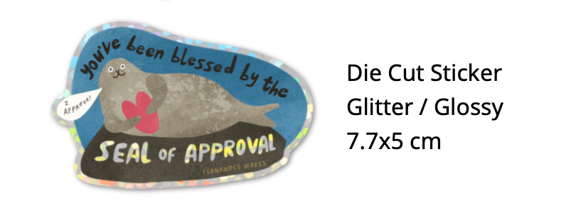 Seal Of Approval Glossy Glitter Vinyl Sticker
