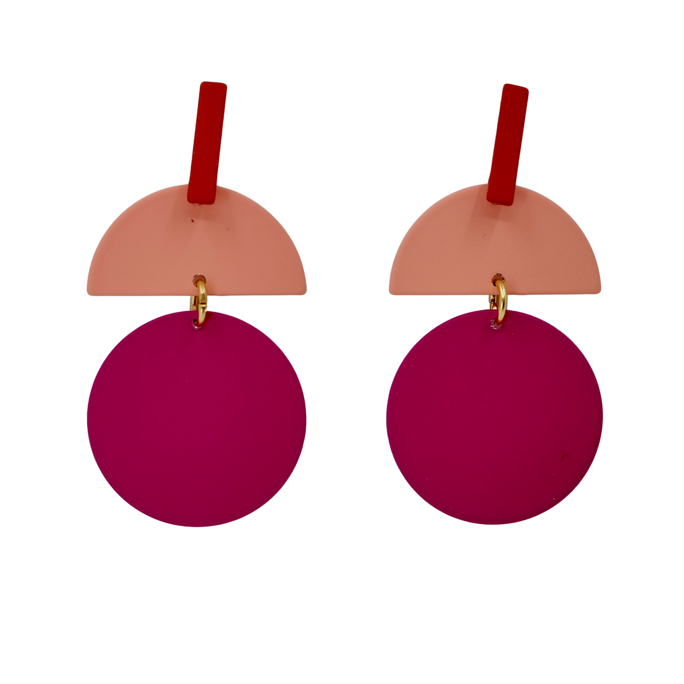 Fuchsia, Peach and Rust Orange Geometric Studs