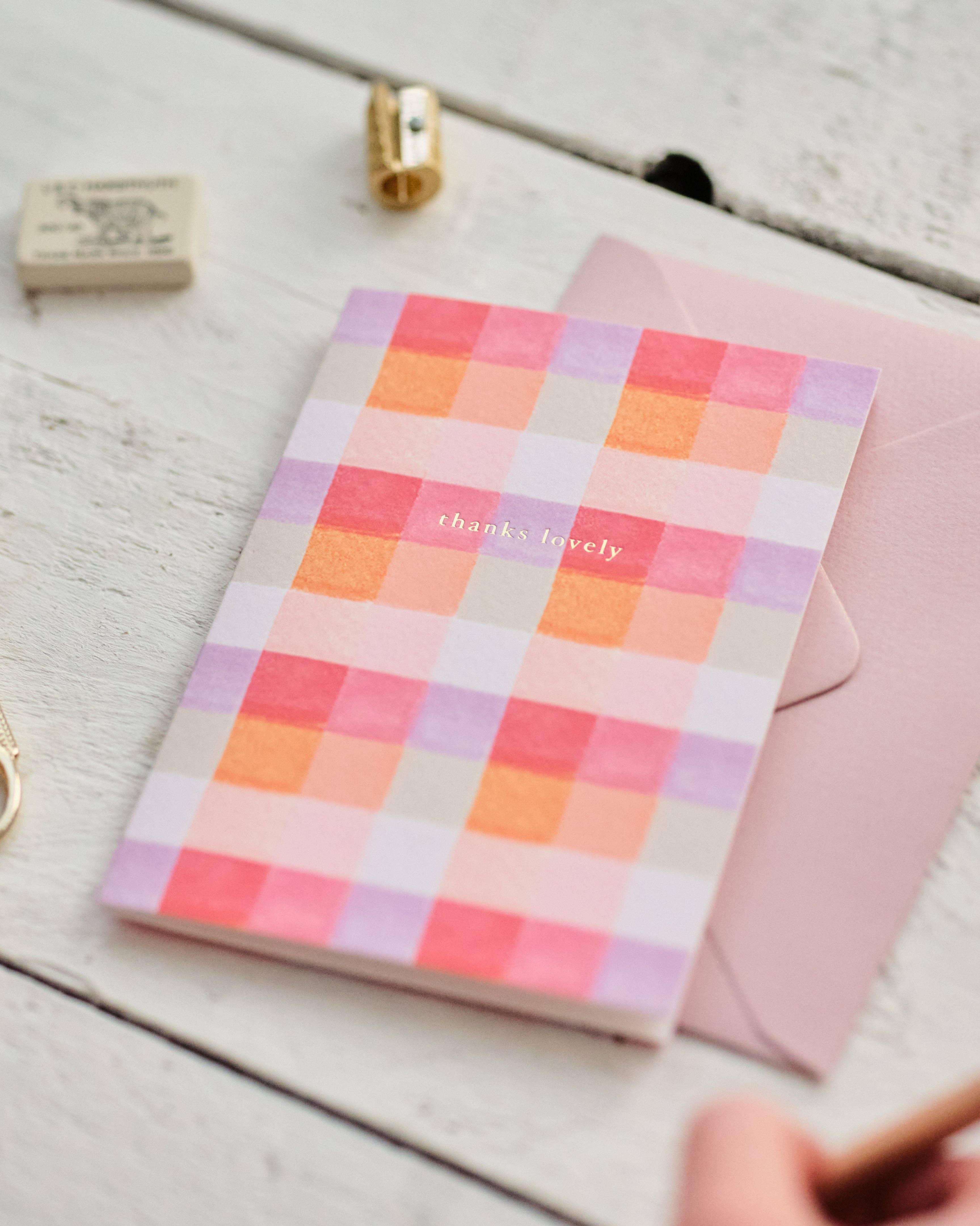 Thanks Lovely Gingham Greetings Card