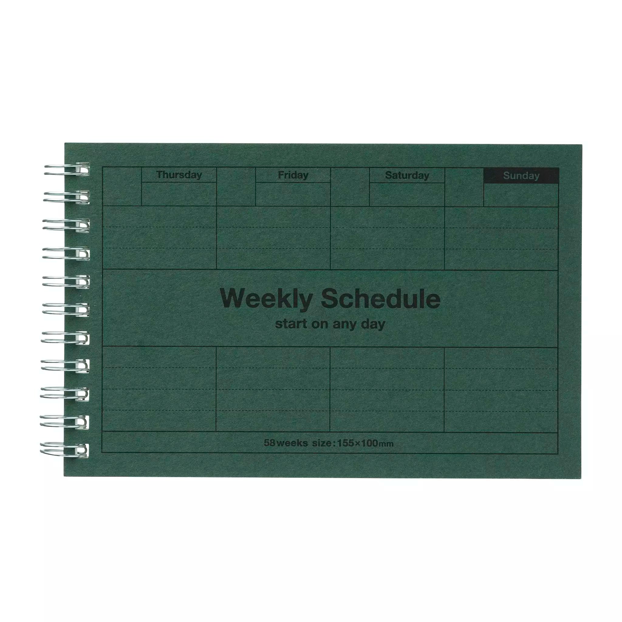 Weekly Schedule - Dark Green