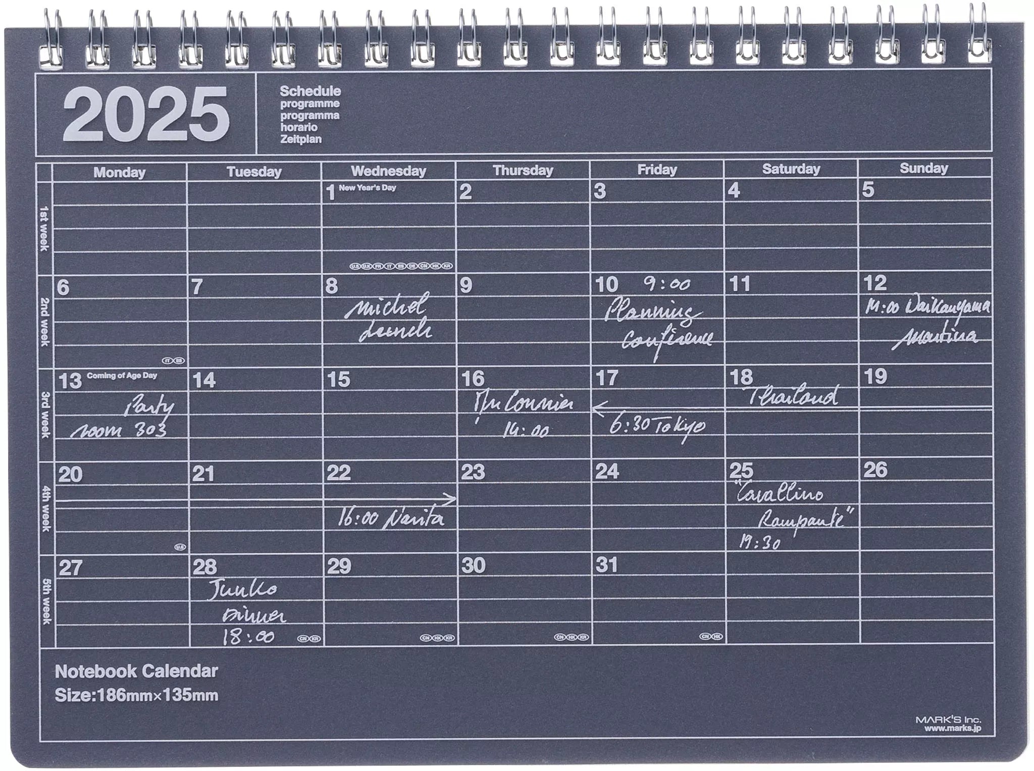 Black 2025 Notebook Calendar