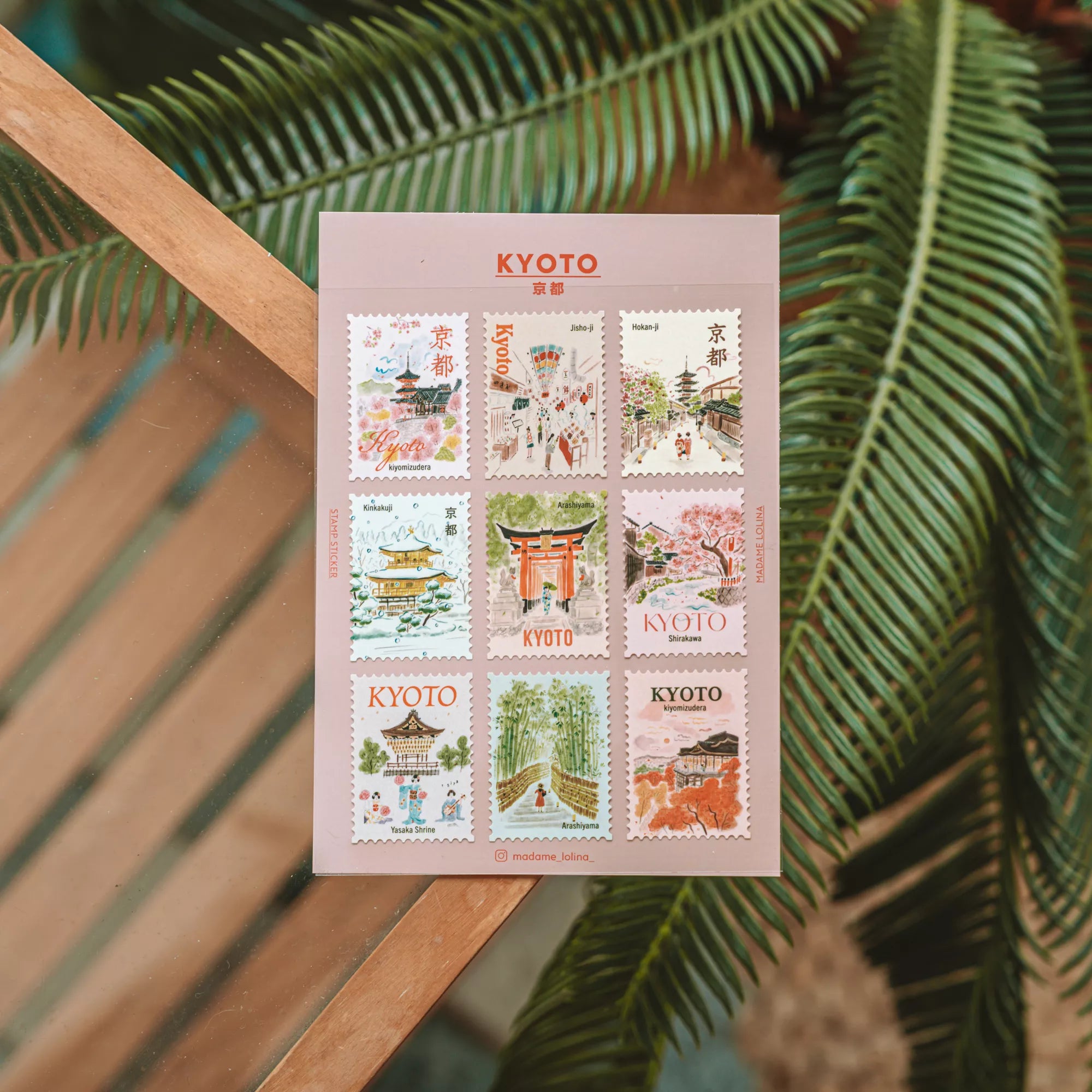 Postage Stamp Stickers - Kyoto
