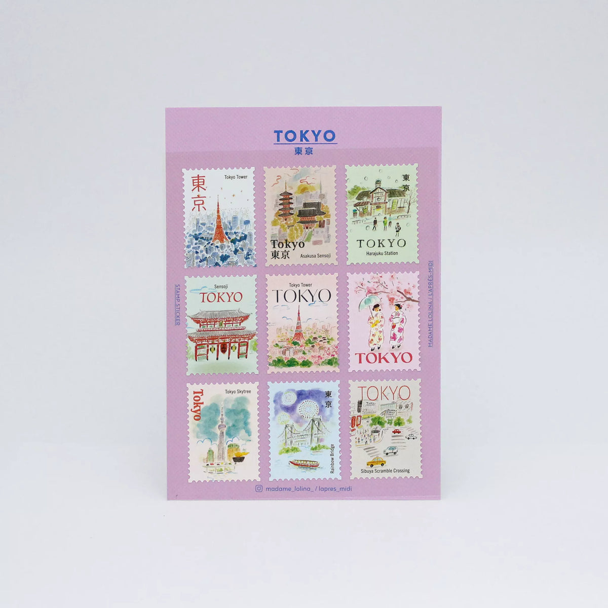 Postage Stamp Stickers - Tokyo