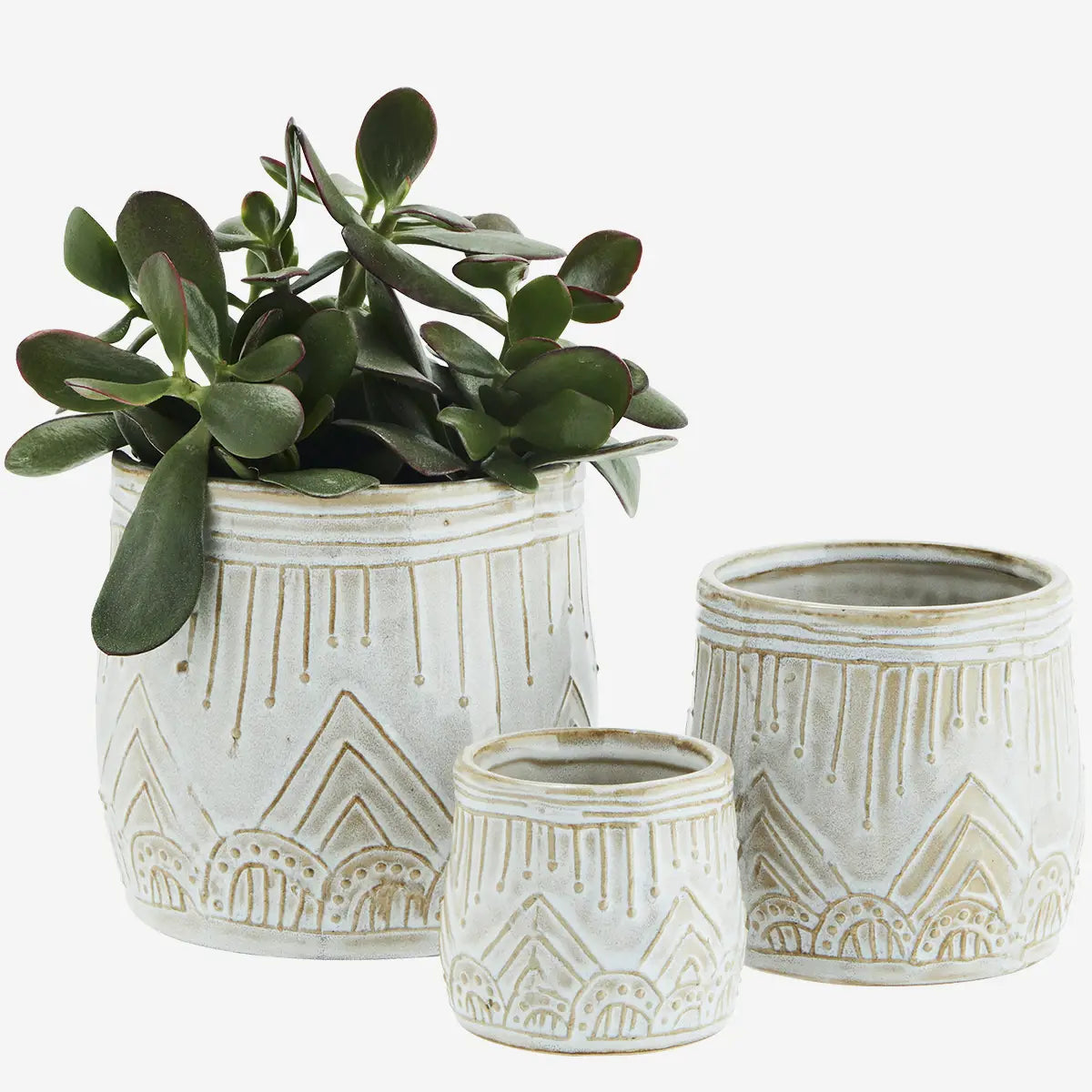 Aztec Design Stoneware Plant Pot