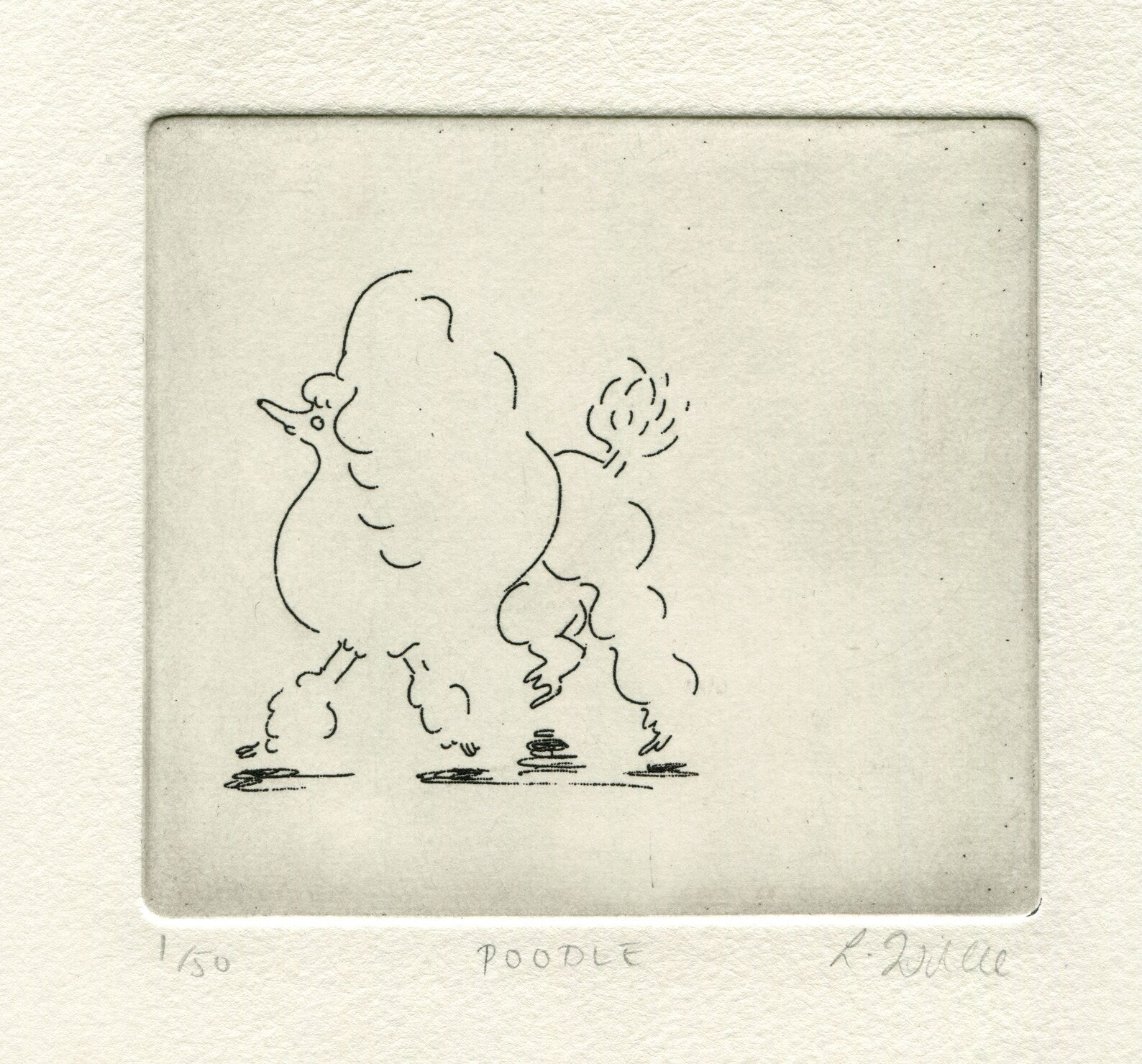 Poodle Etching Print