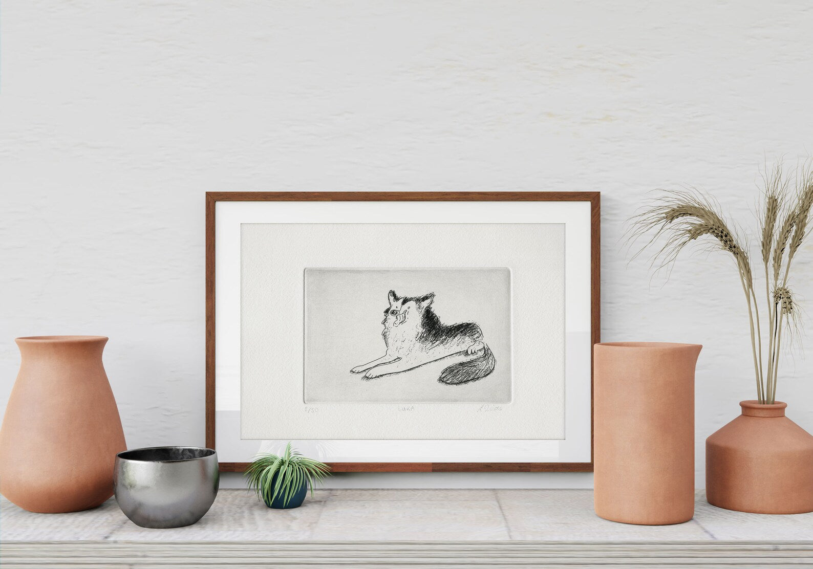 Luka The Malamute Dog Etching Print