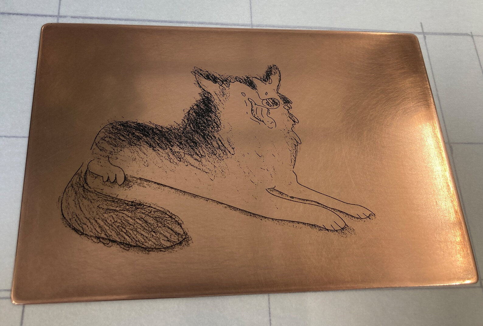 Luka The Malamute Dog Etching Print