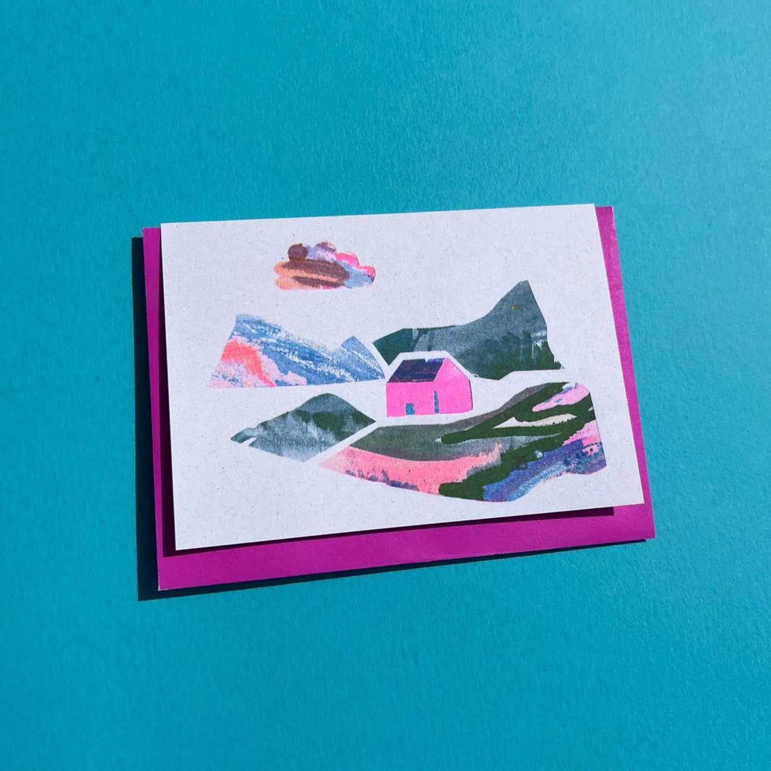 The Pink Cottage Blank Card