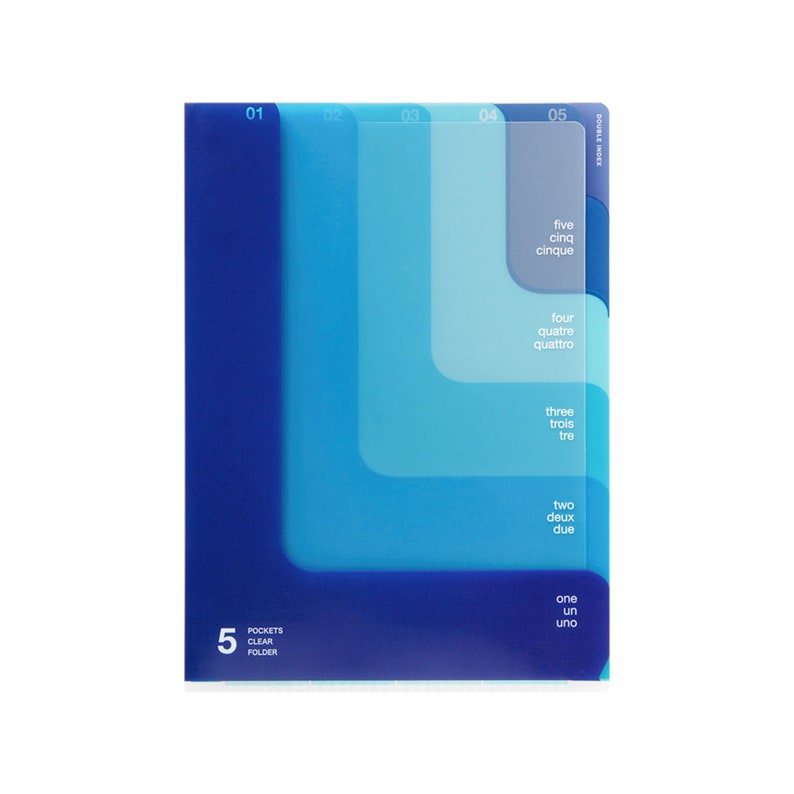 5 Pocket Clear Folder <A4> Blue