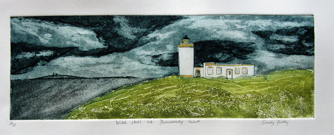 Wild Skies at Duncansby Head Collagraph Print