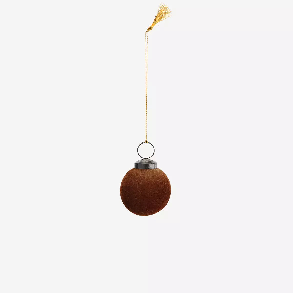 Brown Flocked Glass Bauble