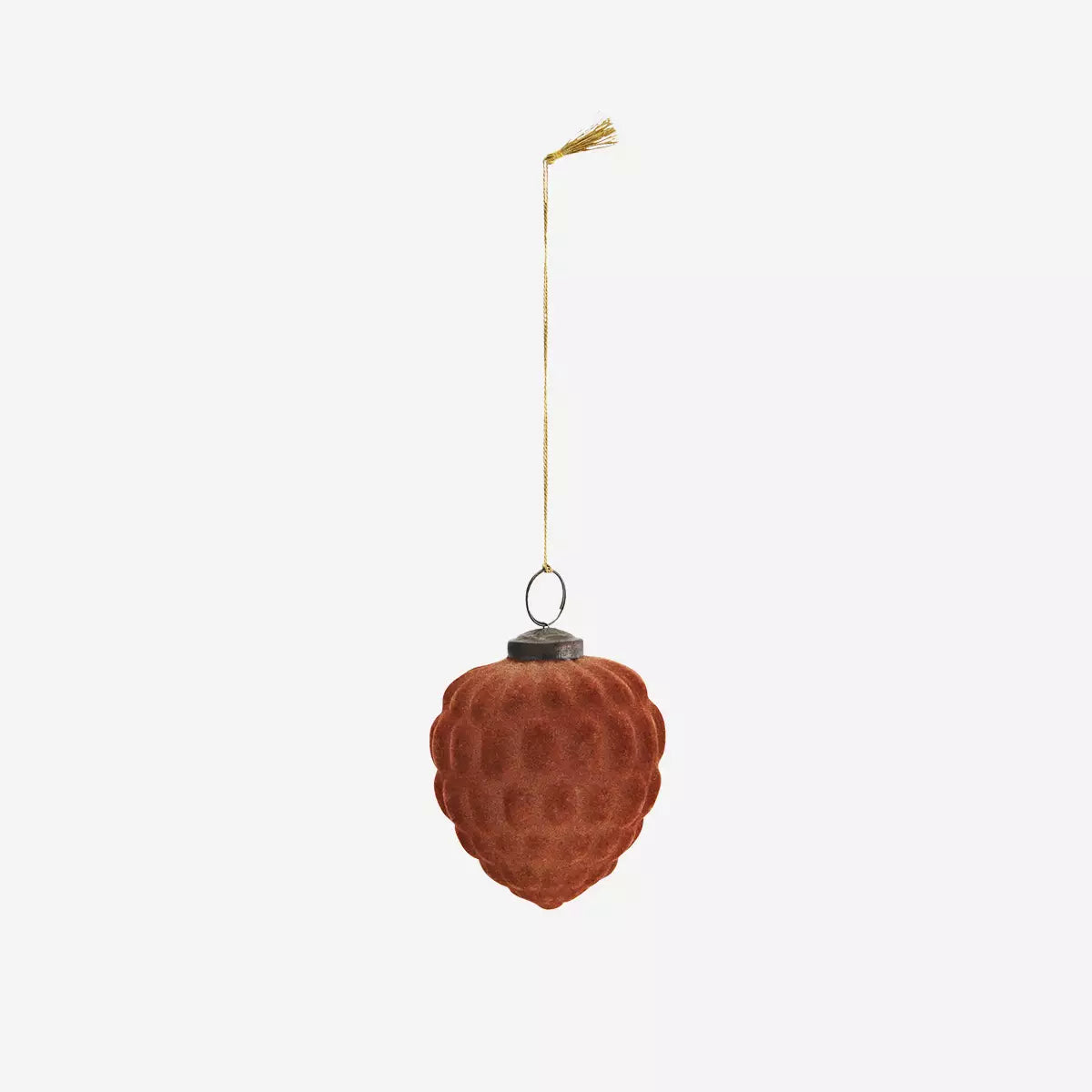 Burnt Orange Flocked Glass Pinecone Bauble