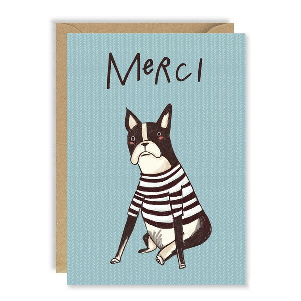 French Bulldog 'Merci' Thank You Card