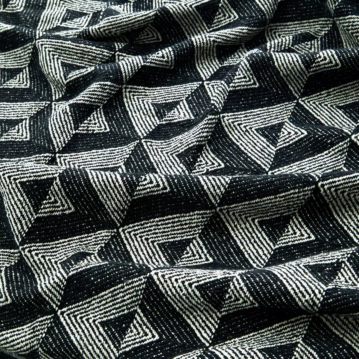 Monochrome Geometric Recycled Cotton Woven Throw