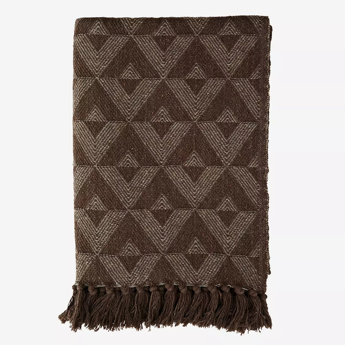 Sepia & Rich Cream Geometric Recycled Cotton Woven Throw