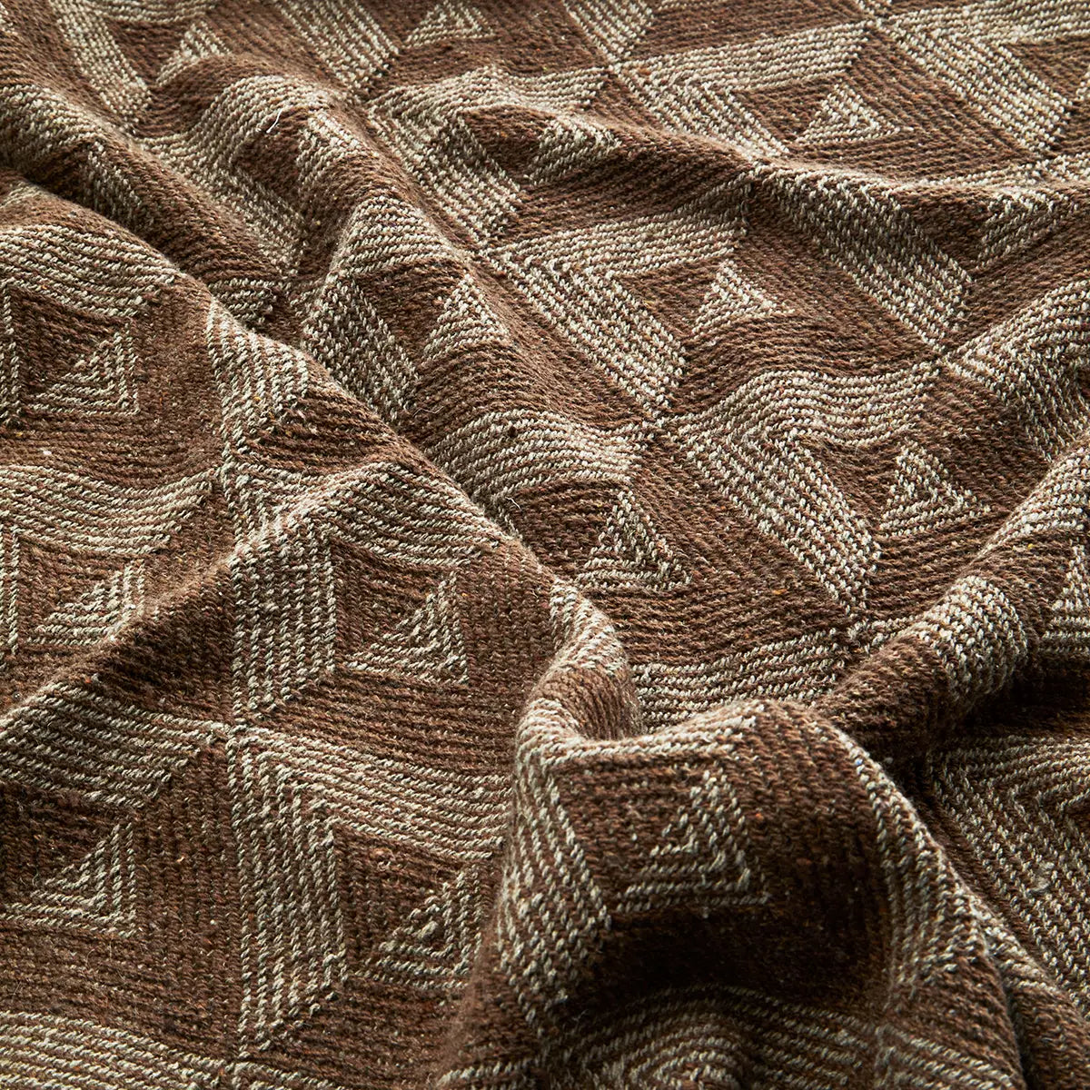 Sepia & Rich Cream Geometric Recycled Cotton Woven Throw