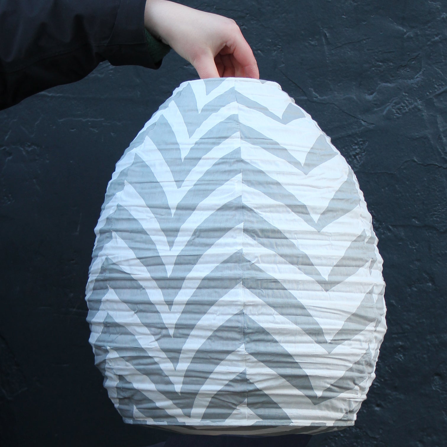 Egg 35cm Grey & Cream Zebra Cotton Pendant Lampshade