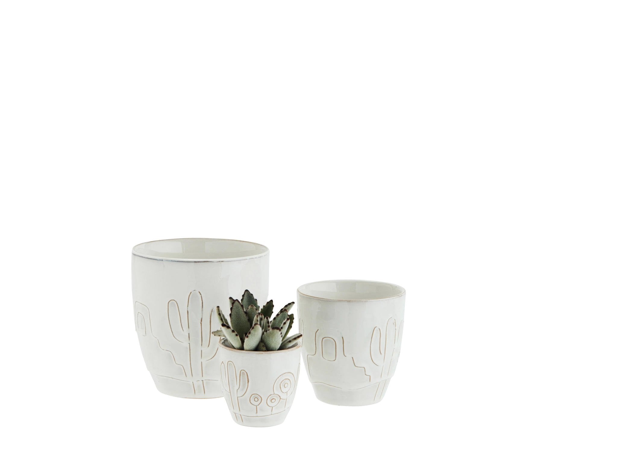 Cactus Design Stoneware Plant Pot