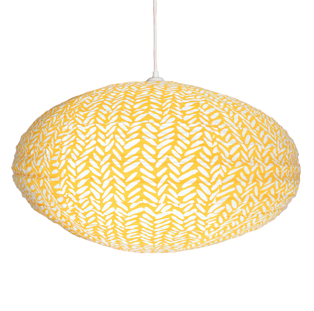 Large 80cm Cream & Marigold Rice Cotton Pendant Lampshade | Curiouser
