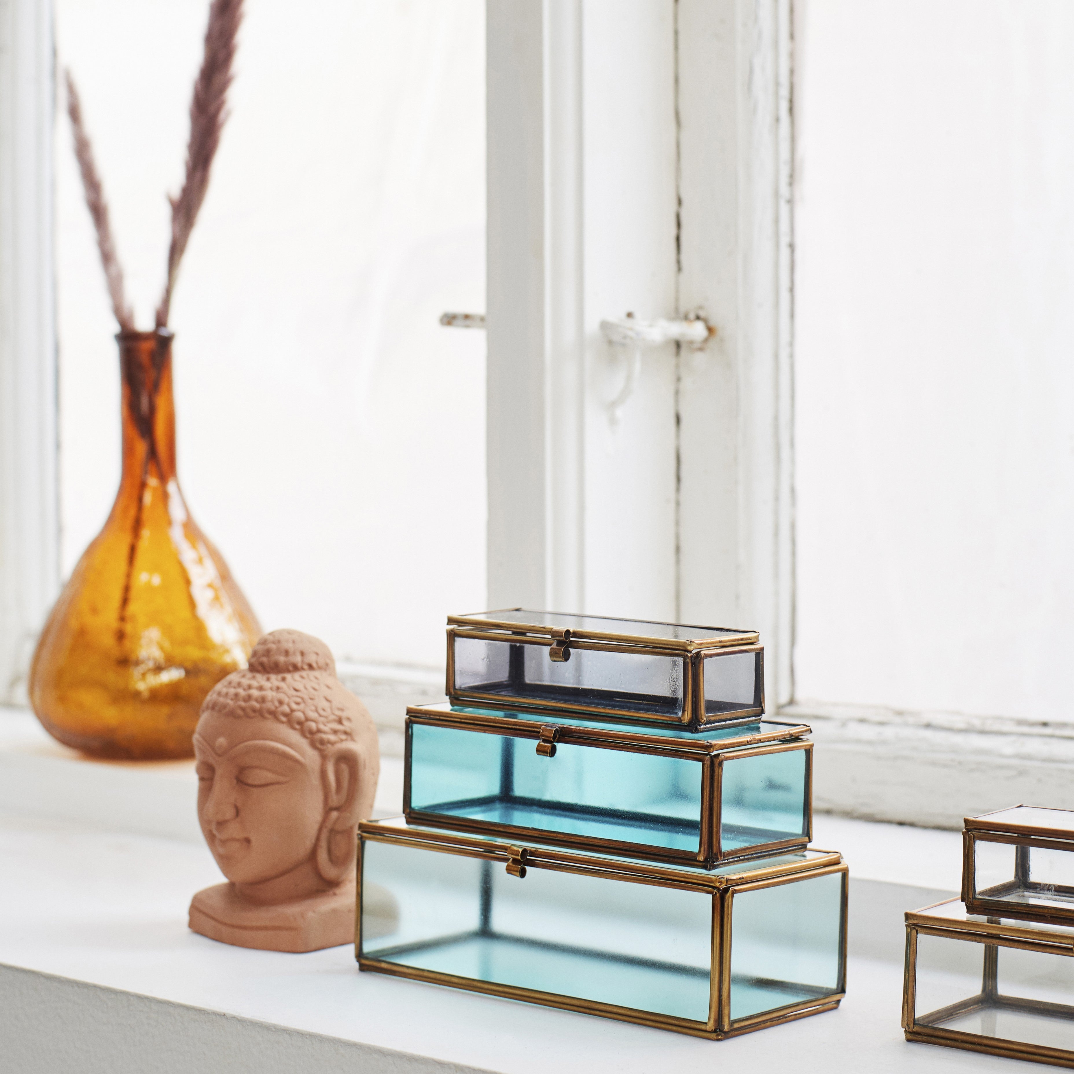 Coloured Glass Boxes - Cool Tones