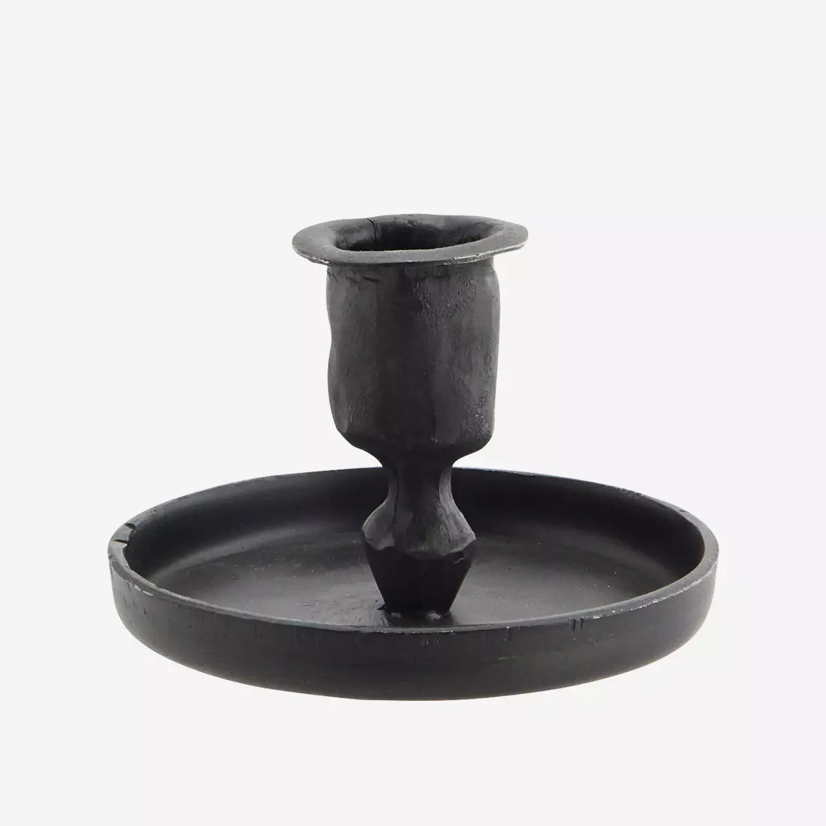 Hand Forged Iron Candle Holder - Black