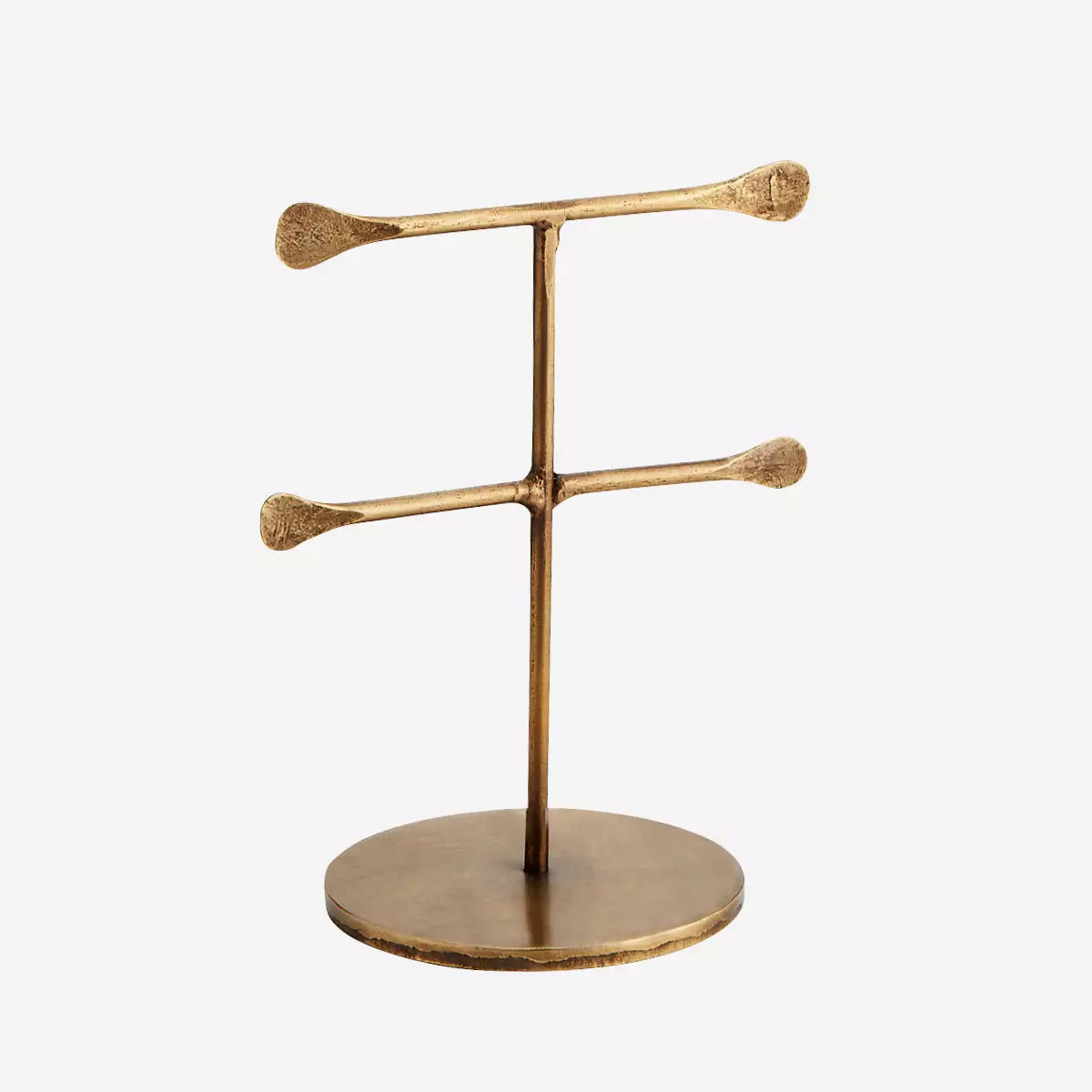 Double Level Hand Forged Iron Jewellery Stand - Gold